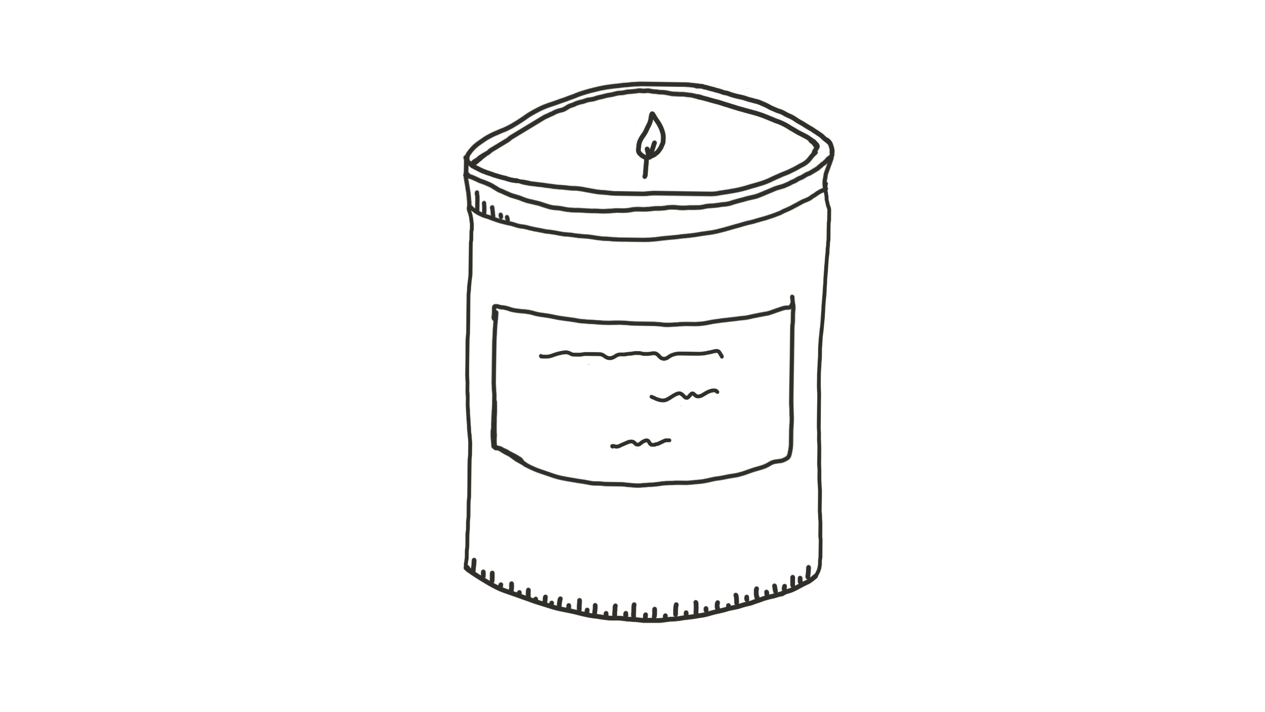 Fine line hand drawn candle by Howebridge Candles